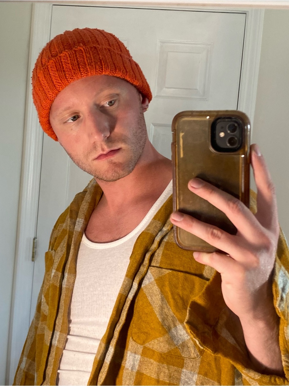 Old Navy Orange Ribbed Knit Beanie